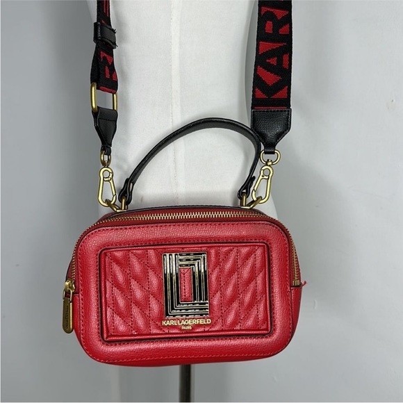 Karl Lagerfeld Paris Red Simone Camera Bag - Picture 2 of 7